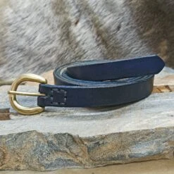 Leather Viking Belt With Brass Buckle -The Viking Dragon kr 19mm blue viking belt