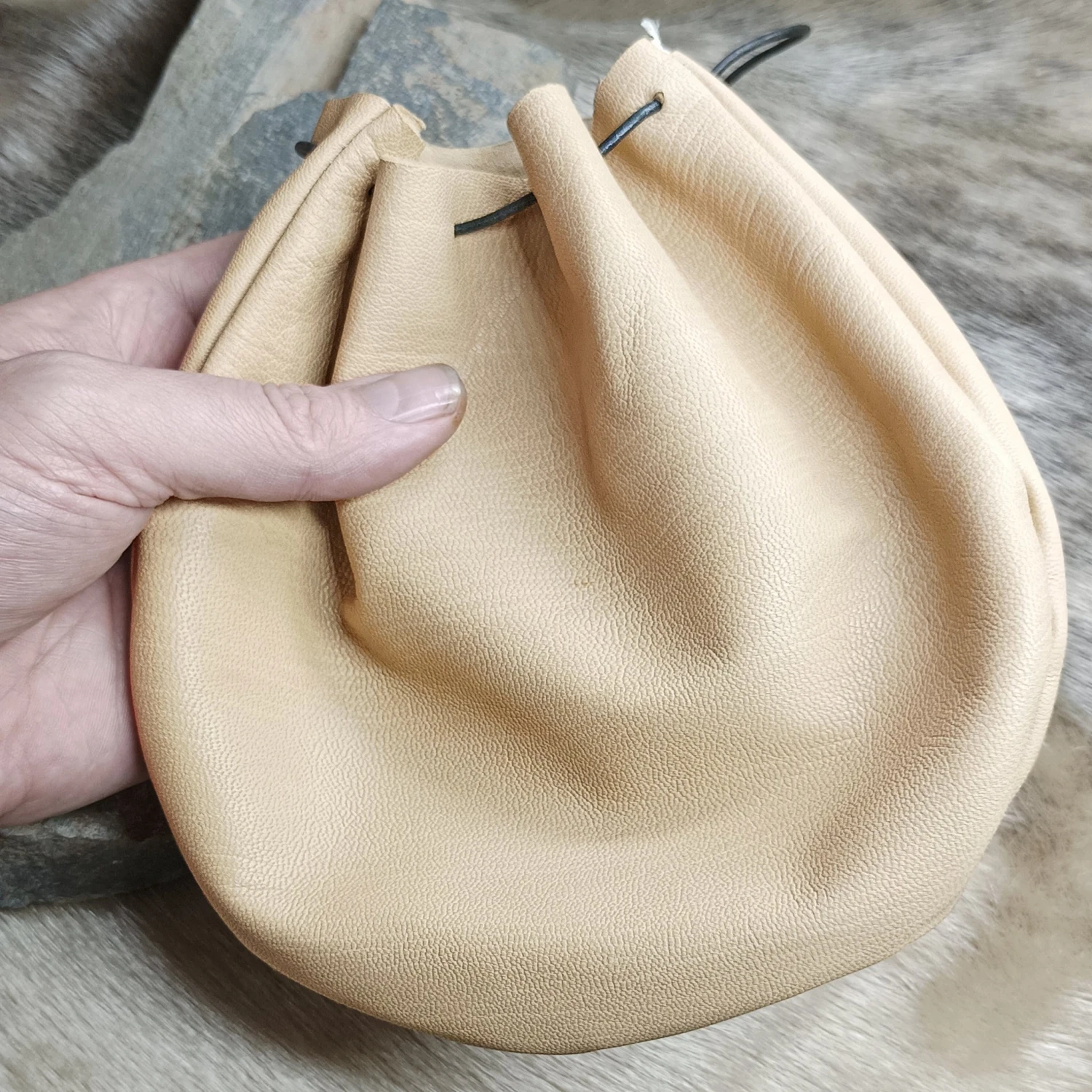 Large Leather Draw String Pouch 2 Large Leather Draw String Pouch