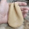 Small Leather Draw String Pouch 1 Small Leather Draw String Pouch -The Viking Dragon kr small leather drawstring pouch in hand