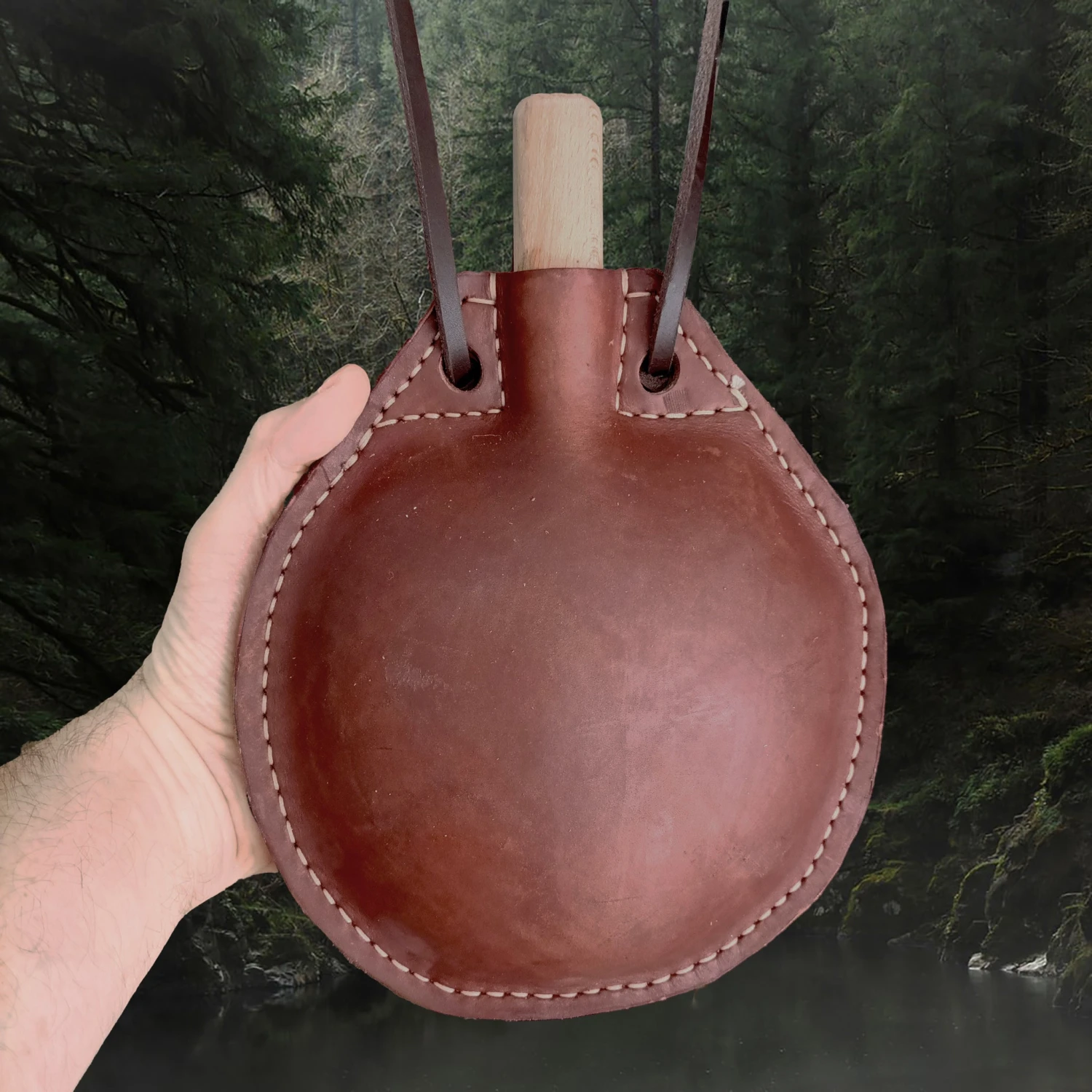 Large Handmade Leather Water Bottle 3 Large Handmade Leather Water Bottle