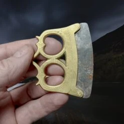 Bronze Birka Fire Striker With Flint Flake -The Viking Dragon mc bronze viking age fire steel from birka in hand