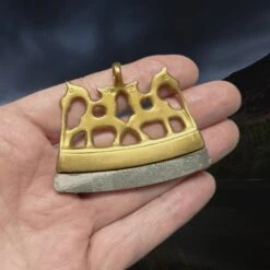 Bronze Finnish Fire Striker With Flint Flake -The Viking Dragon mc bronze viking age fire steel from finland on hand