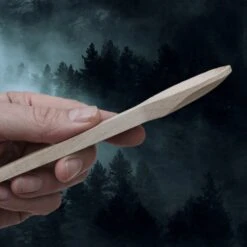 Large Wooden Viking / Medieval Spoon -The Viking Dragon mc large wooden spoon in hand side view up