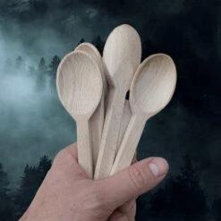 Large Wooden Viking / Medieval Spoon -The Viking Dragon mc large wooden spoons in hand bunched together