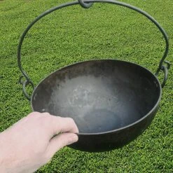 Large Handmade Steel Cauldron / Cooking Pot 7 Large Handmade Steel Cauldron / Cooking Pot -The Viking Dragon mf steel ccoking pot large with hand for scale