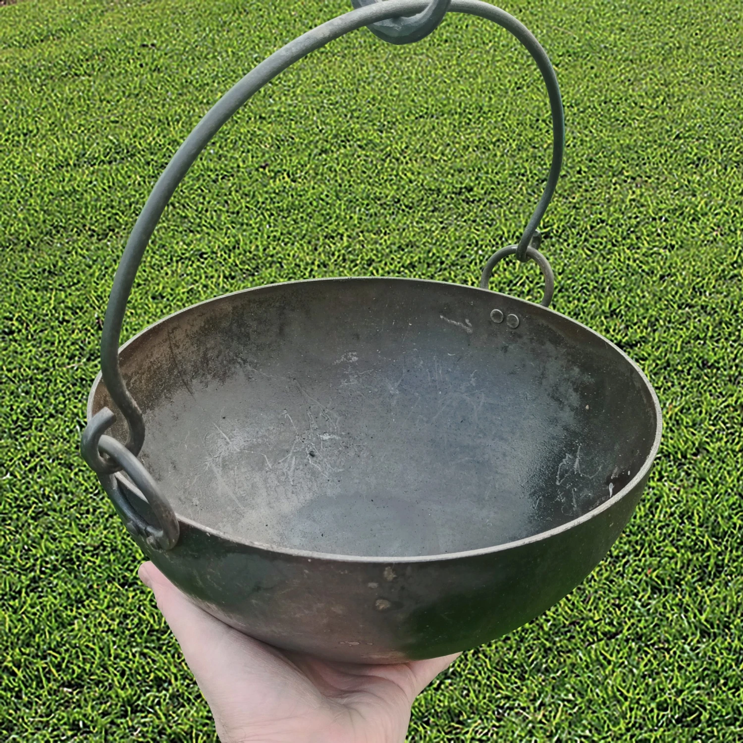 Large Handmade Steel Cauldron / Cooking Pot 4 Large Handmade Steel Cauldron / Cooking Pot - Image 2
