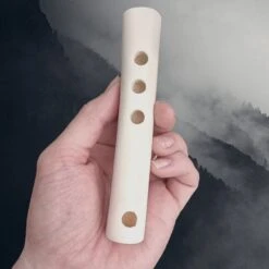 Handy Sized Bone Flute 10 Handy Sized Bone Flute -The Viking Dragon mp bone viking age replica flute in hand top holes view