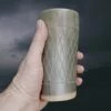 Decorated Polished Ox Horn Beer Beaker -The Viking Dragon nc decorated horn beer beaker in hand
