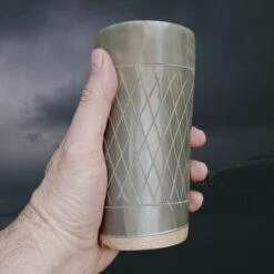 Decorated Polished Ox Horn Beer Beaker