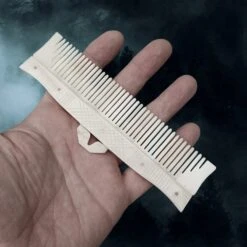 Long Decorated Bone Viking Comb With Hanger -The Viking Dragon nc long bone comb with rivets on hand