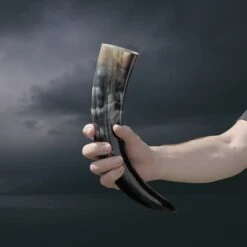 Ox Horn Polished Viking Drinking Horn -The Viking Dragon nc ox horn polished viking drinking horn in hand 0.5 litre