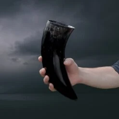 Ox Horn Polished Viking Drinking Horn -The Viking Dragon nc ox horn polished viking drinking horn in hand 1 litre