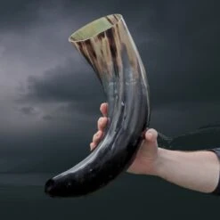 Ox Horn Polished Viking Drinking Horn -The Viking Dragon nc ox horn polished viking drinking horn in hand 2 litre