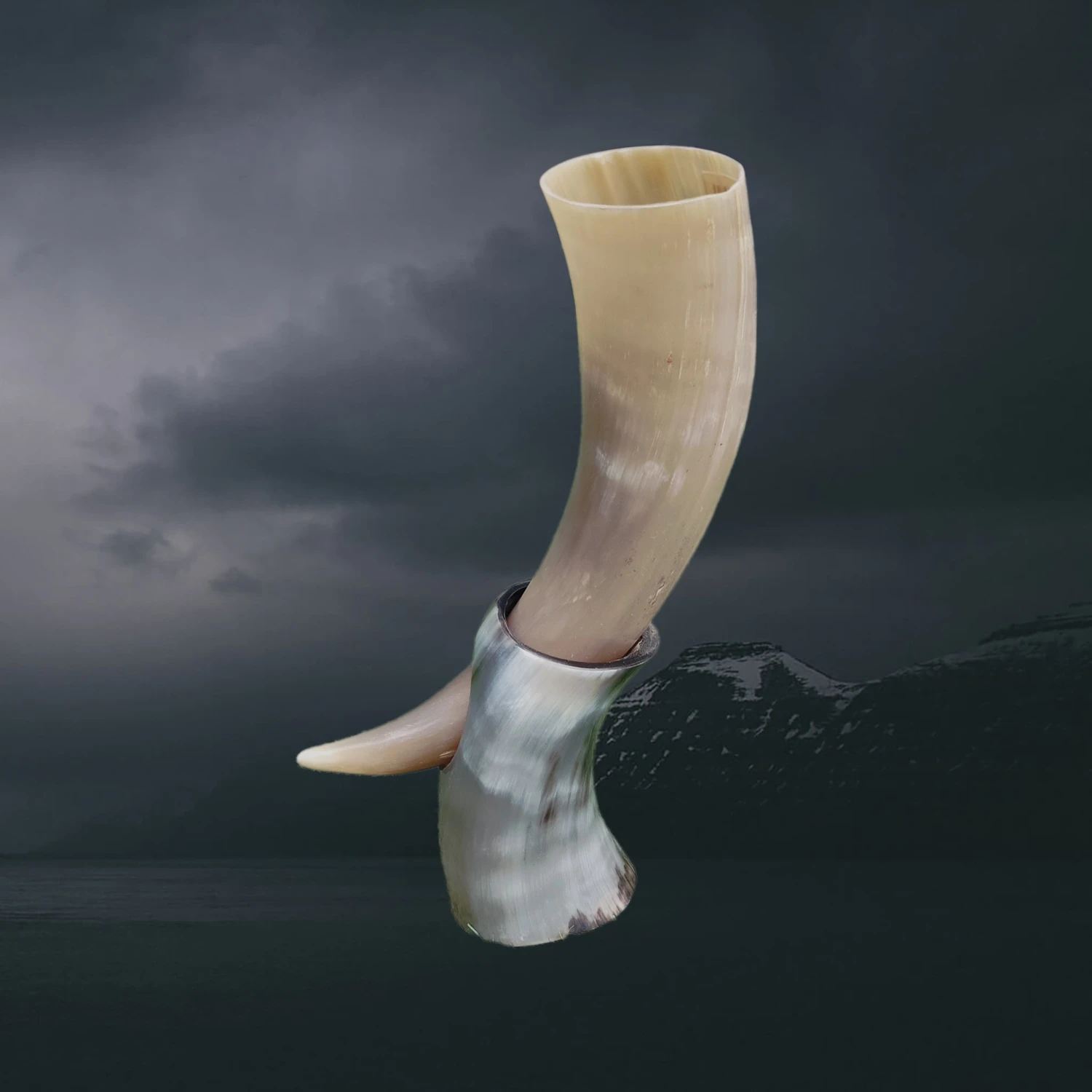 Ox Horn Small Polished Viking Drinking Horn With Horn Stand 4 Ox Horn Small Polished Viking Drinking Horn With Horn Stand - Image 2