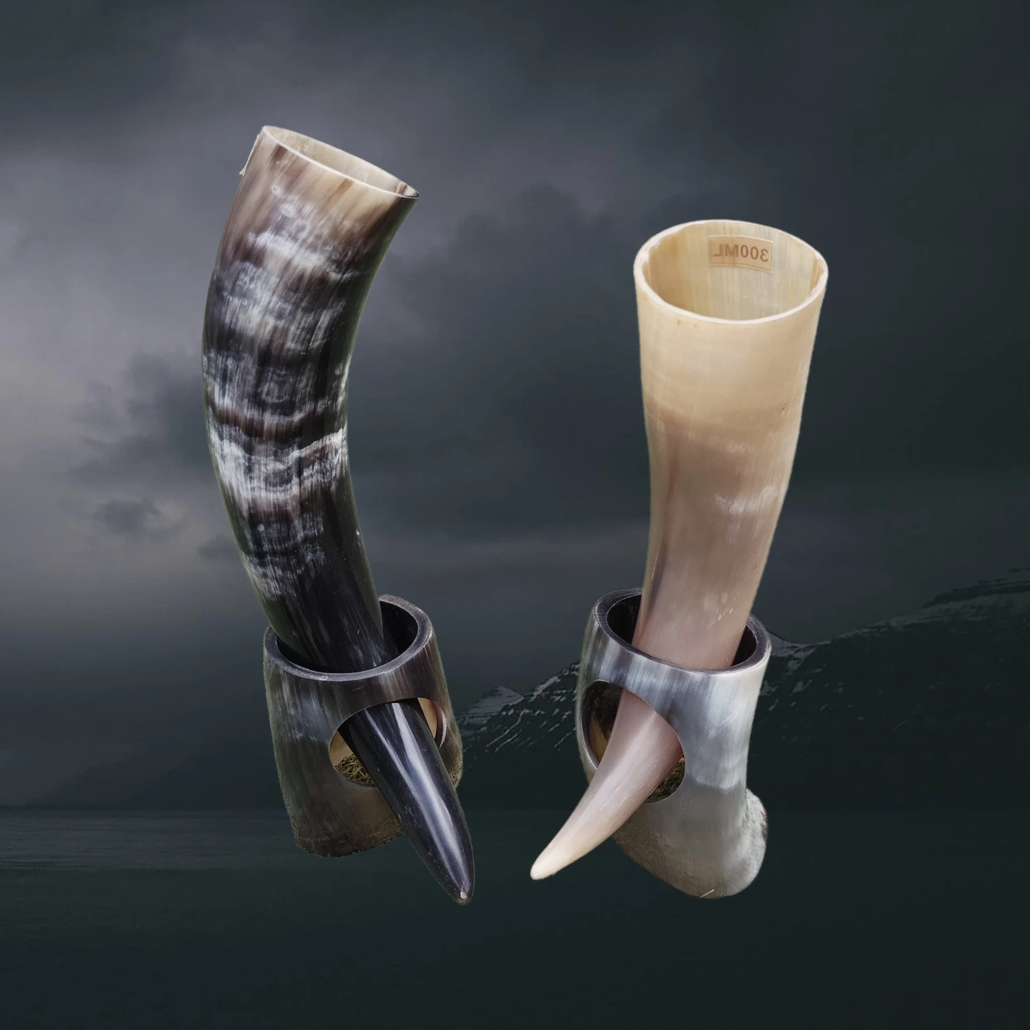 Ox Horn Small Polished Viking Drinking Horn With Horn Stand 3 Ox Horn Small Polished Viking Drinking Horn With Horn Stand