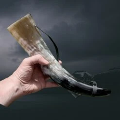 Small Polished Viking Blowing Horn / Bugle -The Viking Dragon nc small polished blowing horn in hand