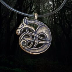 Large Bronze Fenrir Viking Wolf Pendant