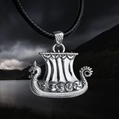 Silver Drakkar Viking Ship Pendant