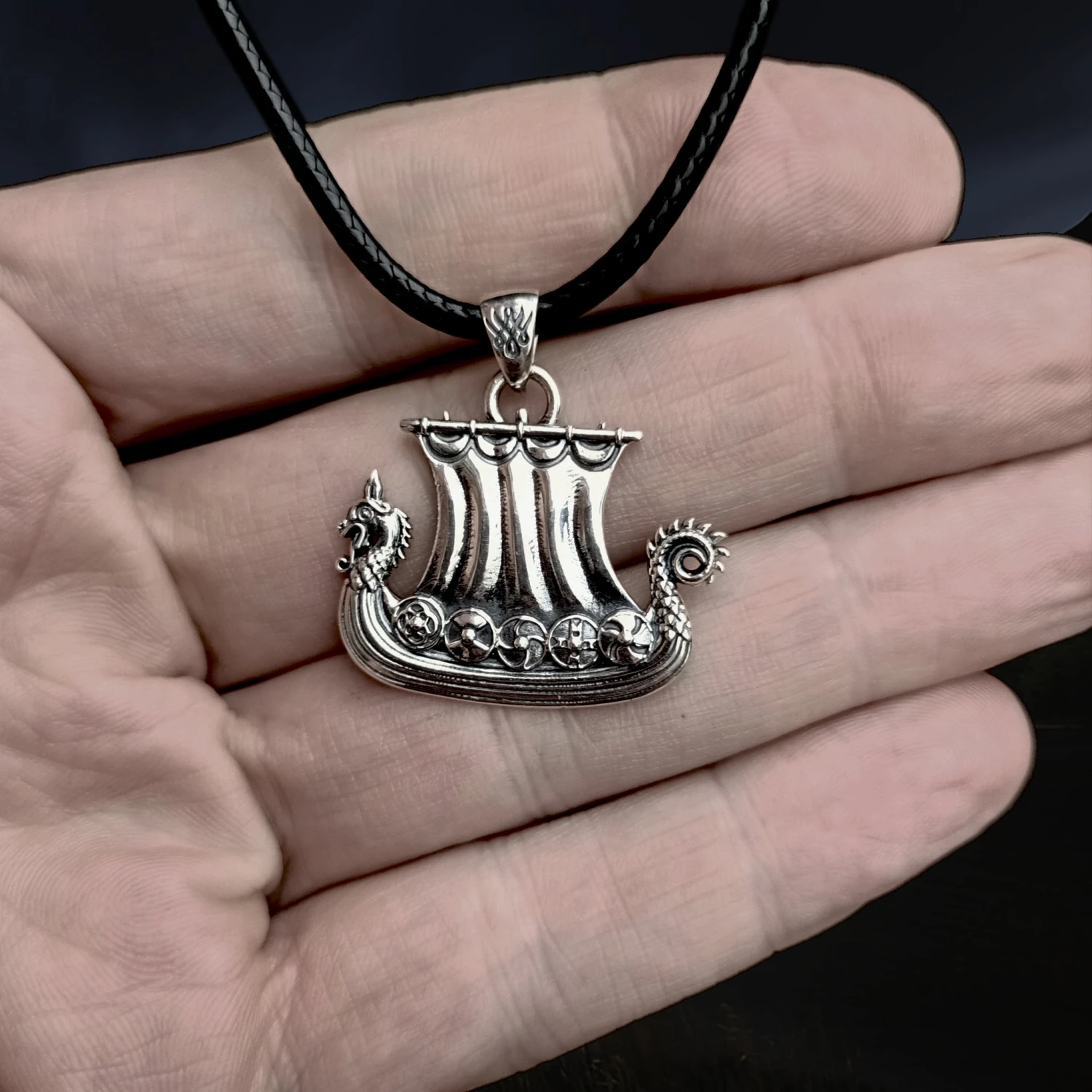 Silver Drakkar Viking Ship Pendant 5 Silver Drakkar Viking Ship Pendant - Image 3