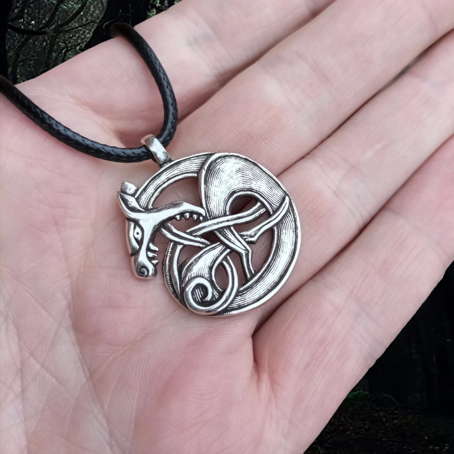 Large Silver Fenrir Viking Wolf Pendant 4 Large Silver Fenrir Viking Wolf Pendant - Image 2