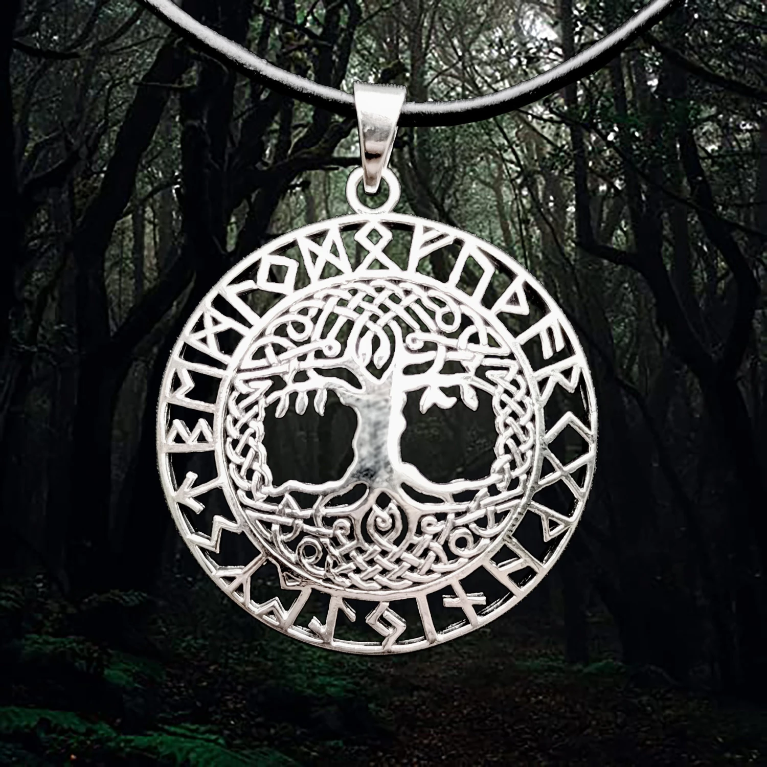 Large Silver Yggdrasil Runic Pendant 3 Large Silver Yggdrasil Runic Pendant
