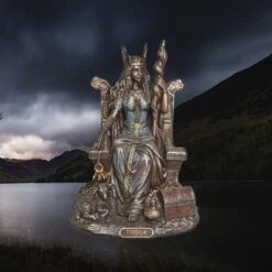 Large Resin Seated Frigga Statue - Norse God Mythology