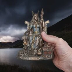Large Resin Seated Frigga Statue - Norse God Mythology -The Viking Dragon nn resin seated frigga statue in right hand