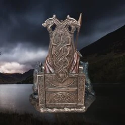 Large Resin Seated Odin Statue - Norse God Mythology 13 Large Resin Seated Odin Statue - Norse God Mythology -The Viking Dragon nn resin seated odin statue with spear and wolves back view