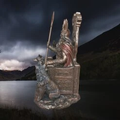 Large Resin Seated Odin Statue - Norse God Mythology 14 Large Resin Seated Odin Statue - Norse God Mythology -The Viking Dragon nn resin seated odin statue with spear and wolves left side view