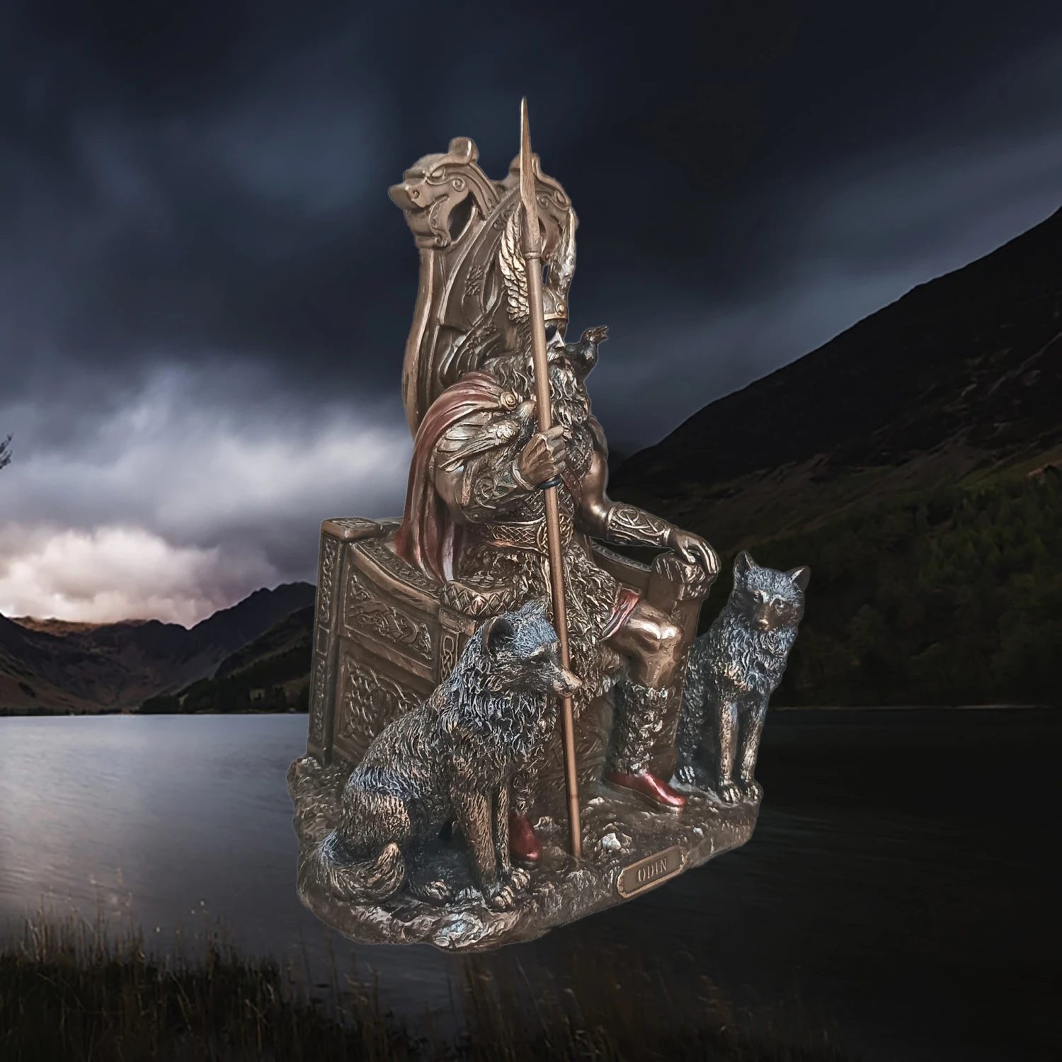 Large Resin Seated Odin Statue - Norse God Mythology 8 Large Resin Seated Odin Statue - Norse God Mythology - Image 6