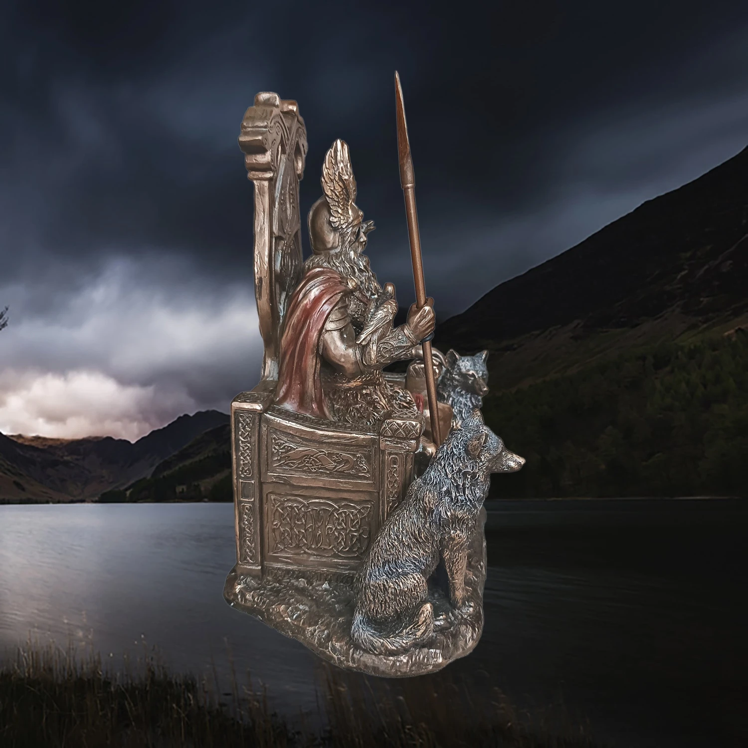 Large Resin Seated Odin Statue - Norse God Mythology 9 Large Resin Seated Odin Statue - Norse God Mythology - Image 7