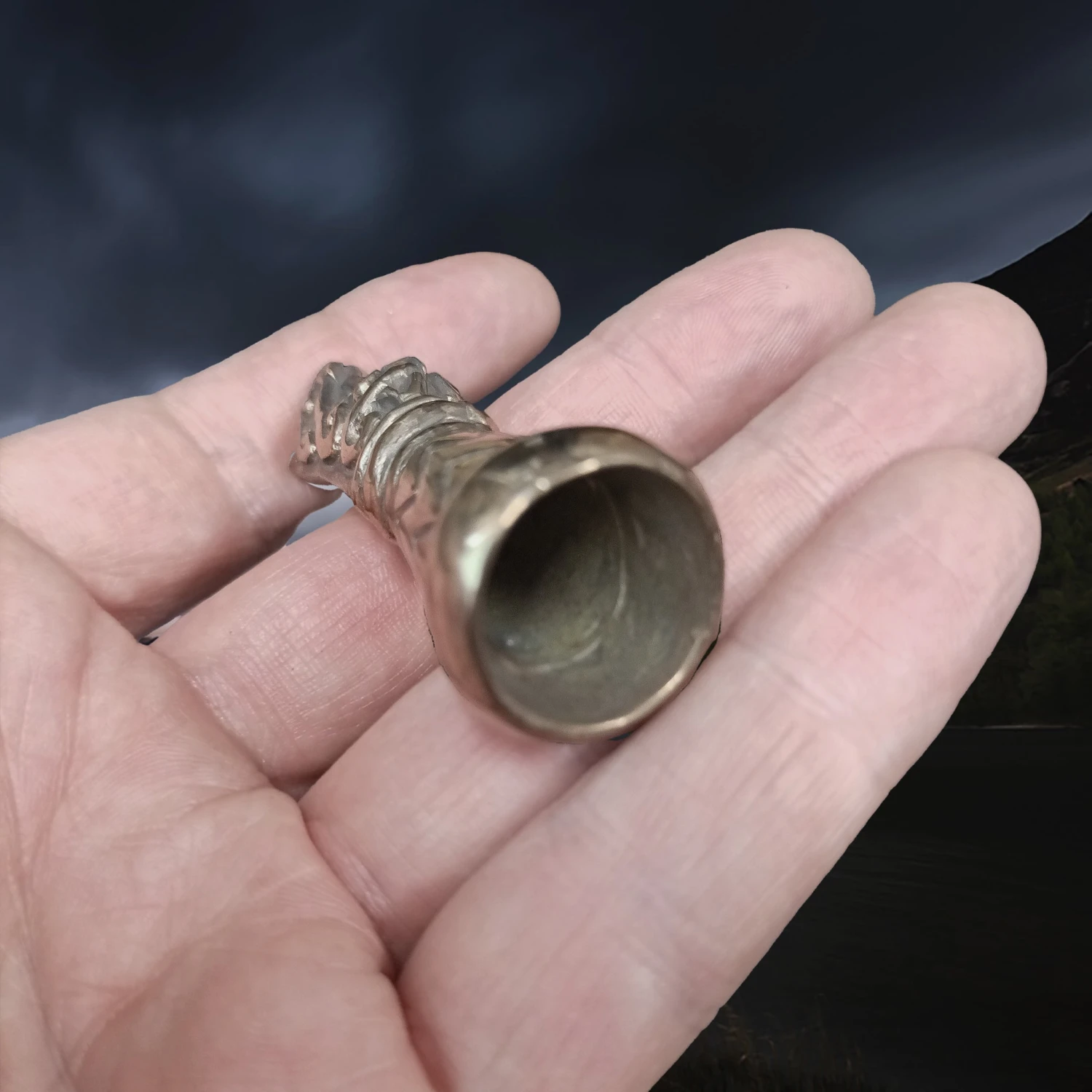 Large Bronze Viking Drinking Horn Finial With Gotland Dragon Head 4 Large Bronze Viking Drinking Horn Finial With Gotland Dragon Head - Image 2