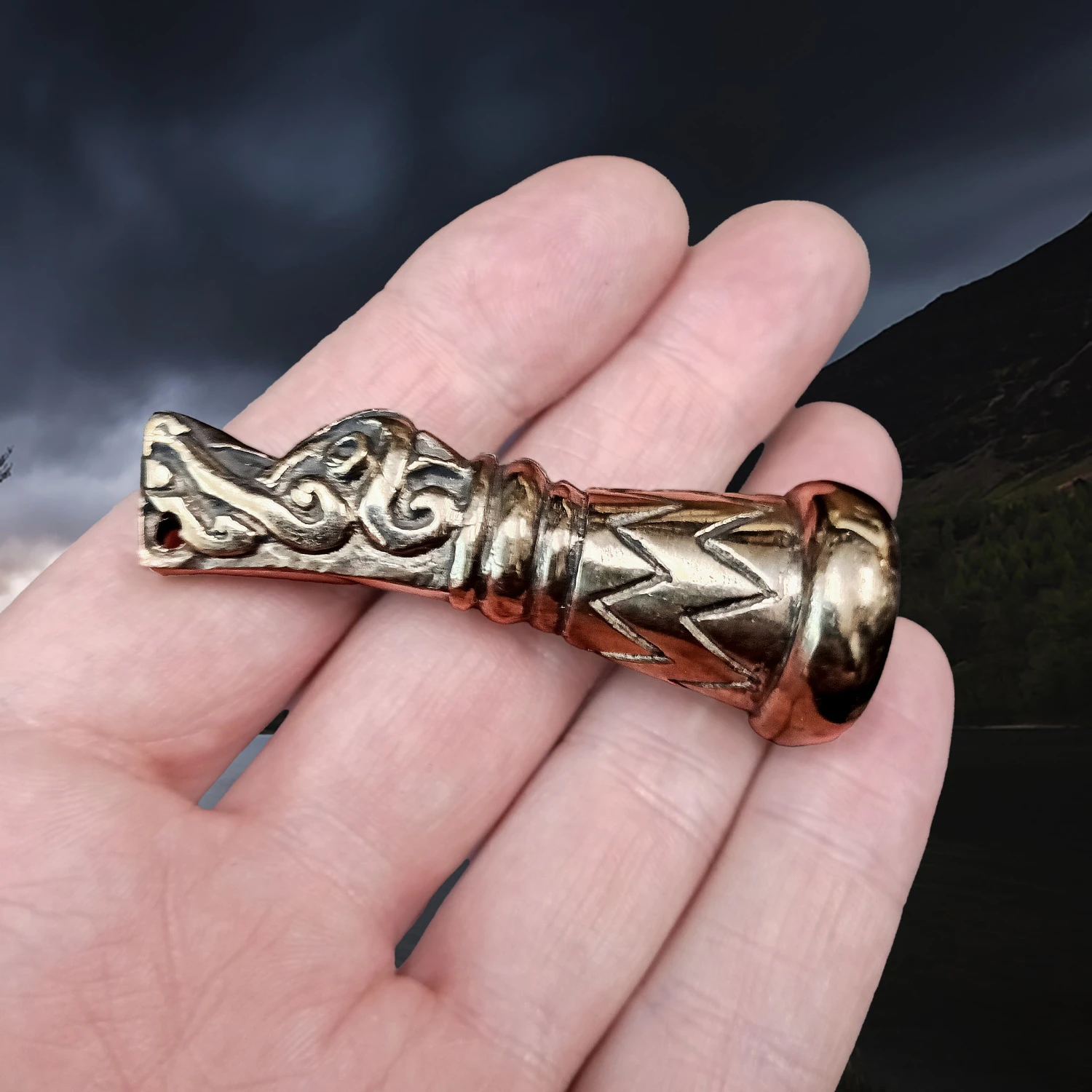 Large Bronze Viking Drinking Horn Finial With Gotland Dragon Head 3 Large Bronze Viking Drinking Horn Finial With Gotland Dragon Head