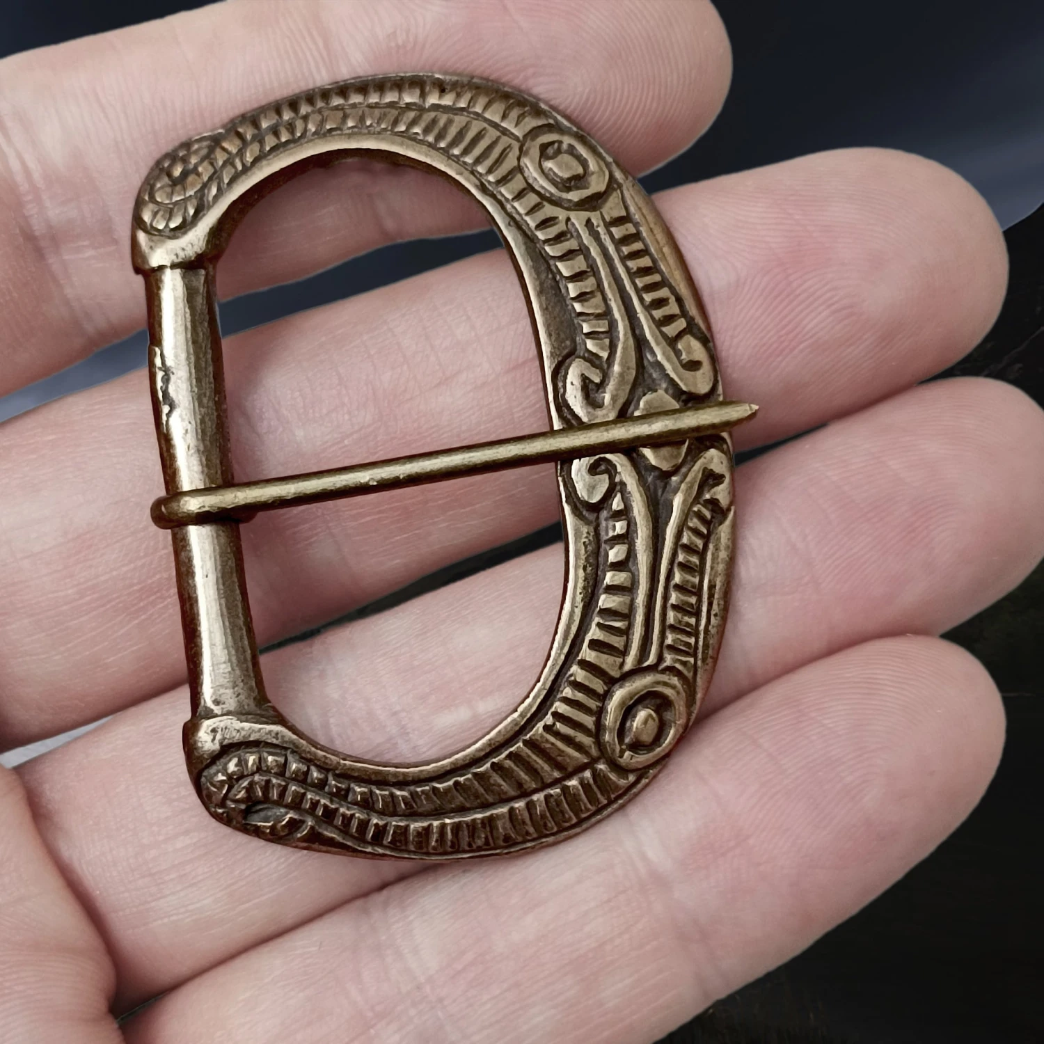 9th - 10th Century Large Ornate Bronze Replica Viking Buckle 4 9th - 10th Century Large Ornate Bronze Replica Viking Buckle - Image 2