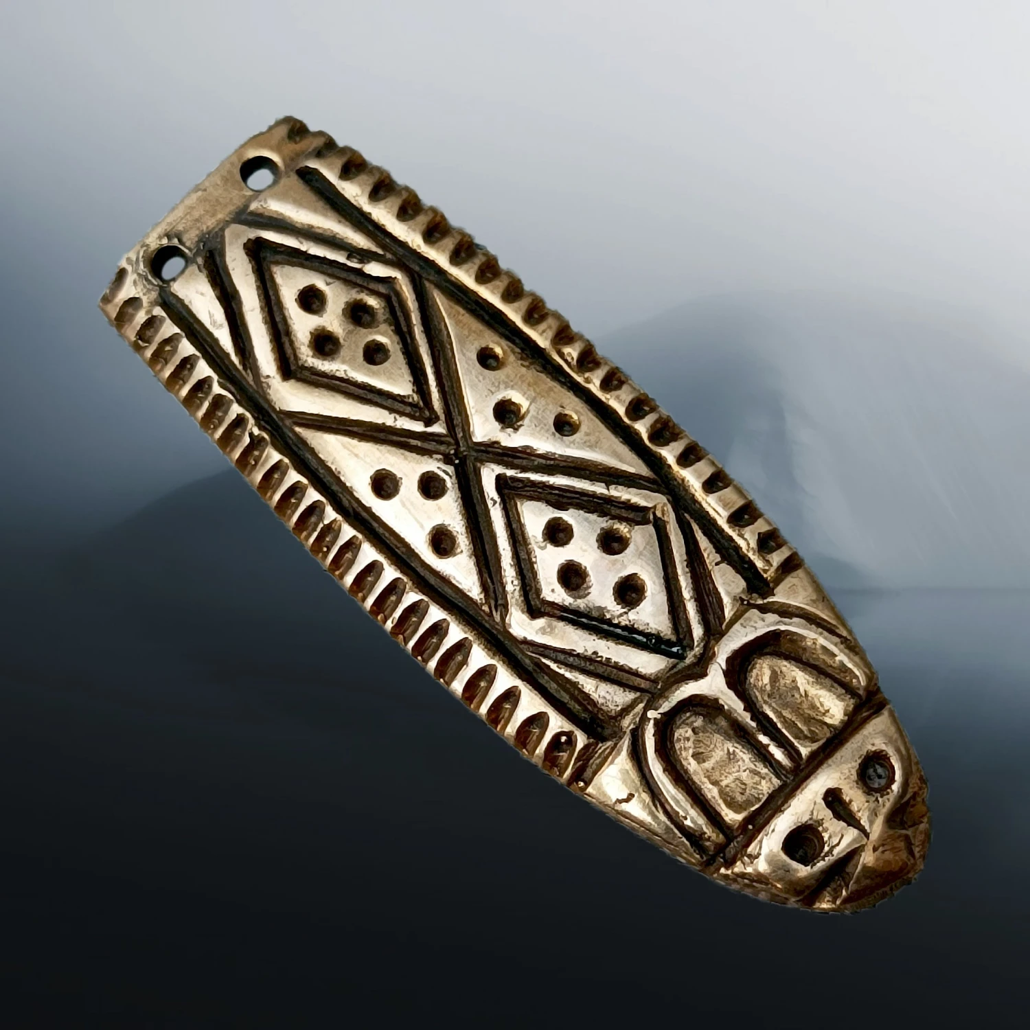 Large Bronze Swedish Viking Strap End 4 Large Bronze Swedish Viking Strap End - Image 2