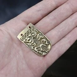 Borre Style Bronze Viking Strap End From Norfolk -The Viking Dragon pc bronze viking strap end from norfolk on hand