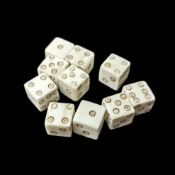 Medium Bone Dice With Brown Dot And Rings Marks