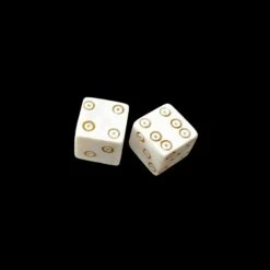 Medium Bone Dice With Brown Dot And Rings Marks -The Viking Dragon pm medium bone dice brown dot and ring design x 2
