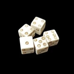 Medium Bone Dice With Brown Dot And Rings Marks -The Viking Dragon pm medium bone dice brown dot and ring design x 5