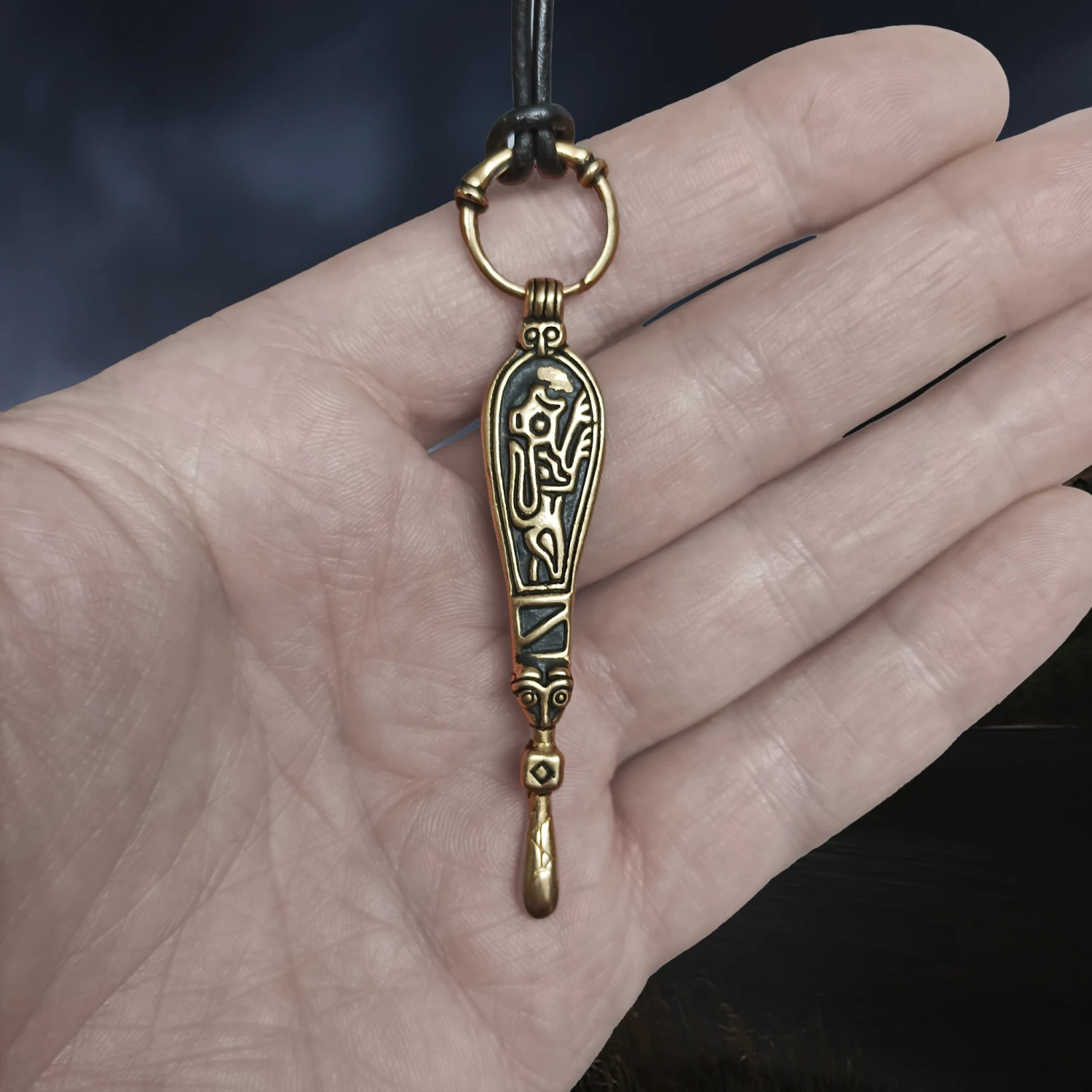 Bronze Ear Spoon Viking Pendant With Ring Hanger 4 Bronze Ear Spoon Viking Pendant With Ring Hanger - Image 2