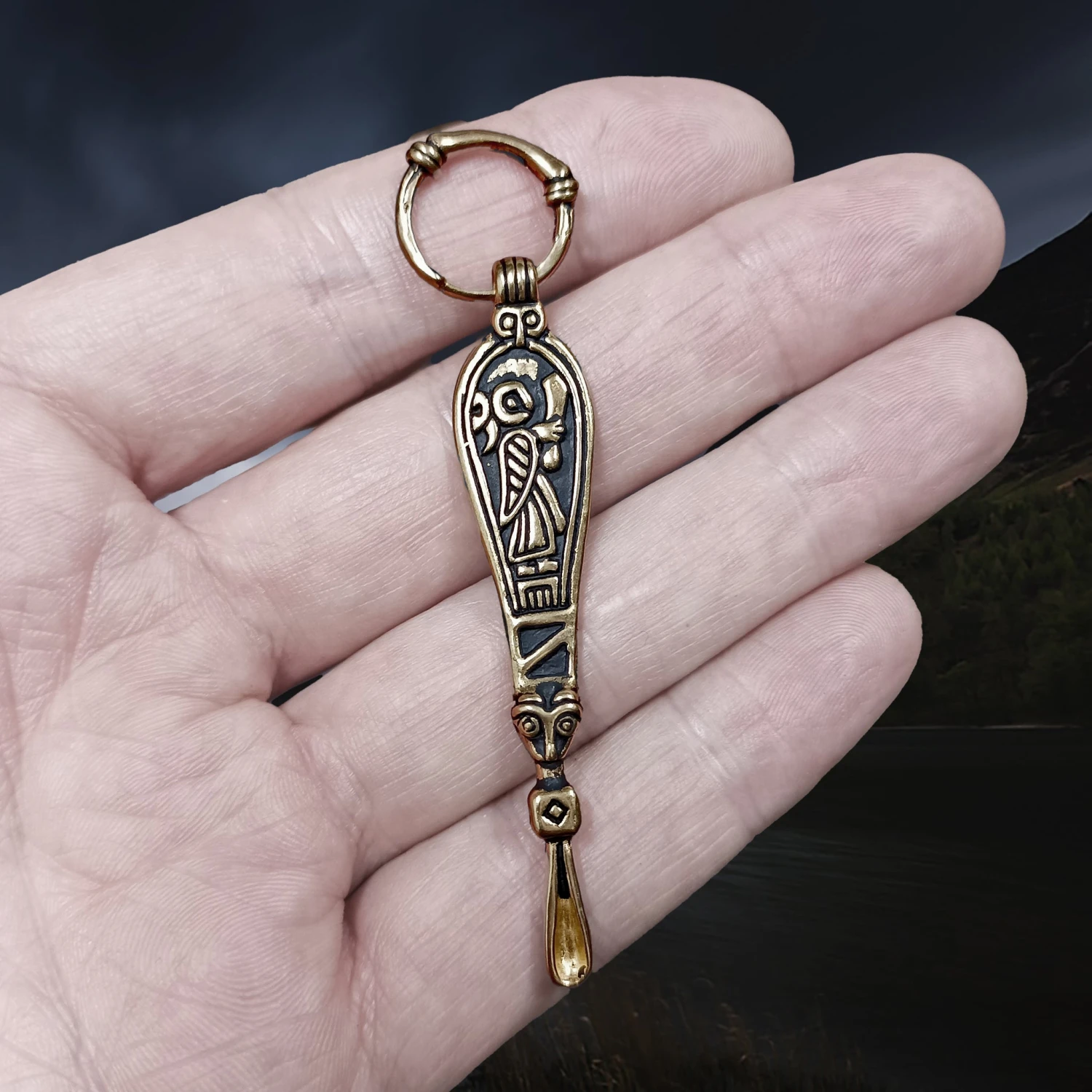 Bronze Ear Spoon Viking Pendant With Ring Hanger 3 Bronze Ear Spoon Viking Pendant With Ring Hanger