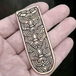 Large Bronze Borre Syle Viking Strap End 8 Large Bronze Borre Syle Viking Strap End -The Viking Dragon pp bronze large borre style viking strap end in hand