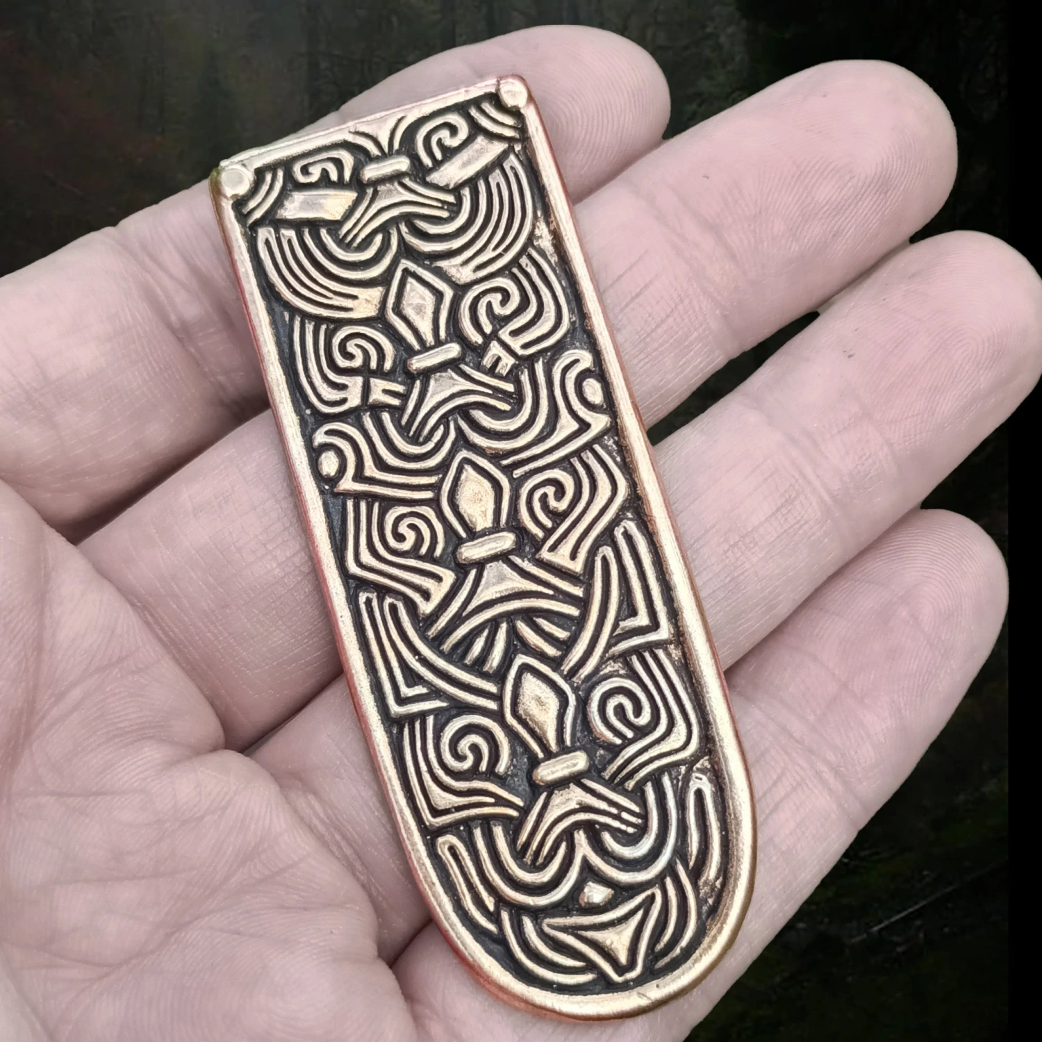 Large Bronze Borre Syle Viking Strap End 5 Large Bronze Borre Syle Viking Strap End - Image 3