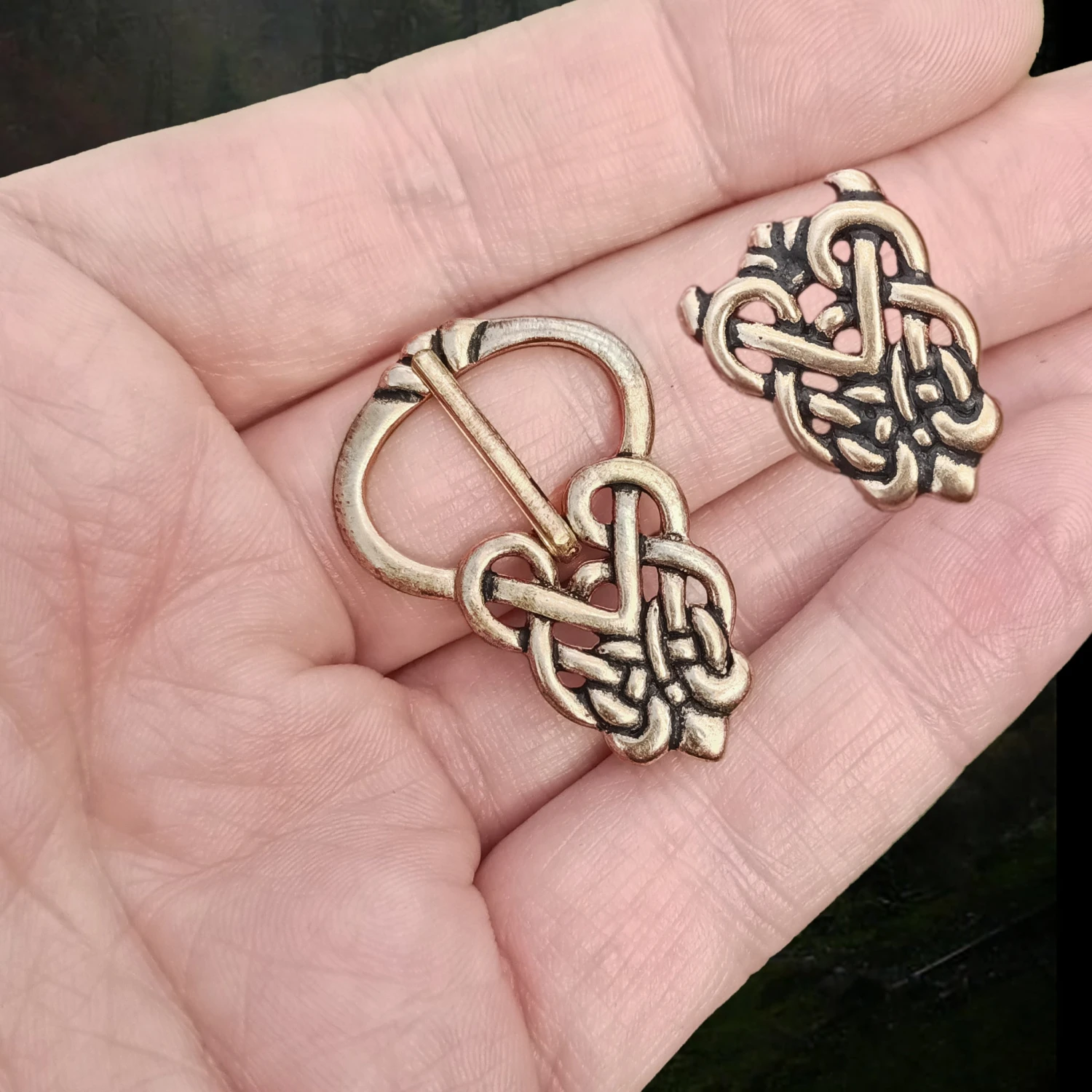 Bronze Ringerike Style Knotwork Viking Buckle Set 4 Bronze Ringerike Style Knotwork Viking Buckle Set - Image 2