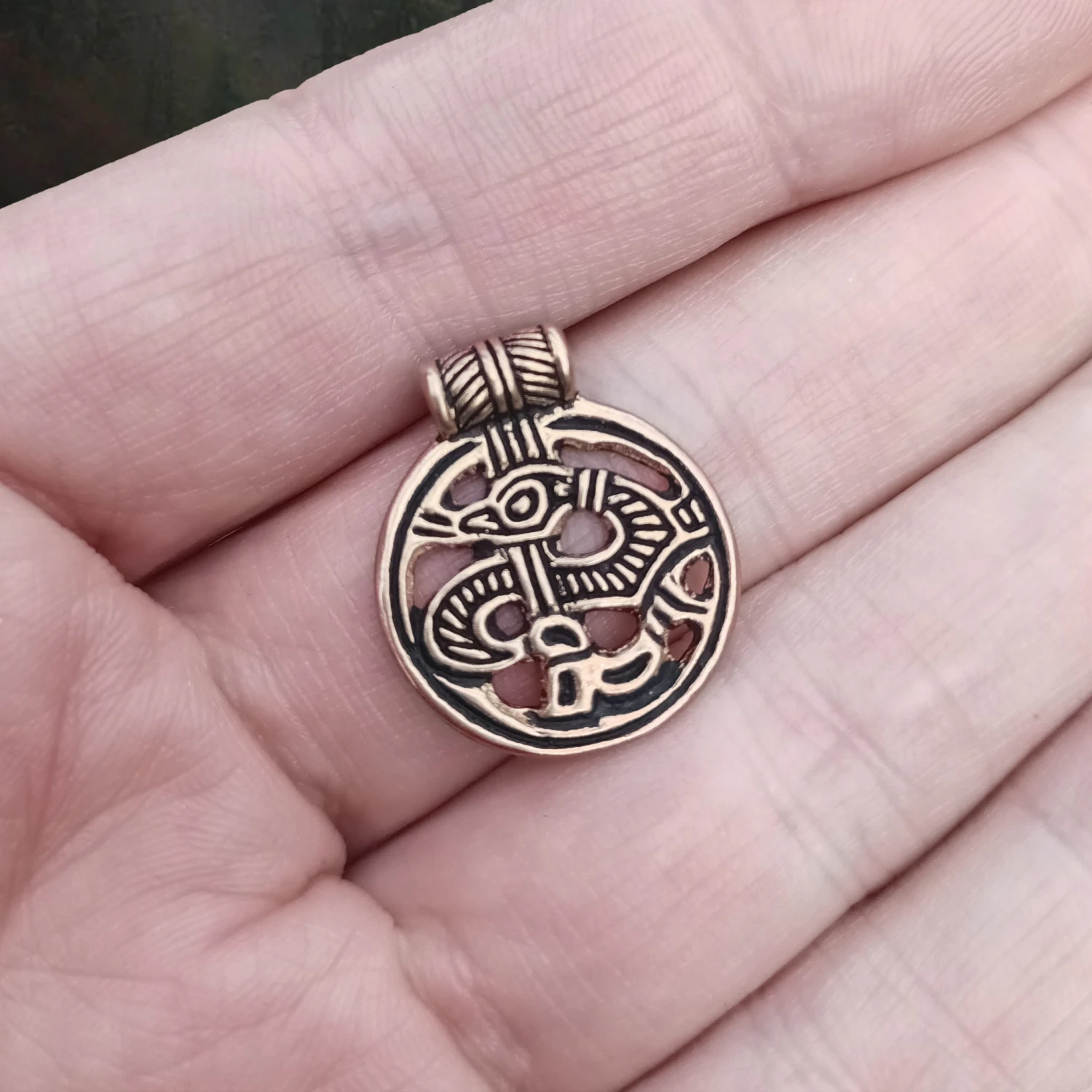 Round Bronze Viking Dragon Pendant 5 Round Bronze Viking Dragon Pendant - Image 3