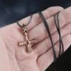 Bronze Wolf Cross Thors Hammer Pendant -The Viking Dragon pp bronze small icelandic wolf hammer on hand on black leather thong