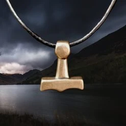 Small Bronze Replica Thors Hammer Pendant From Sejero -The Viking Dragon pp bronze thors hammer pendant from sejero denmark on leather cord
