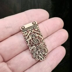 Small Bronze Viking / Saxon Strap End From Winchester -The Viking Dragon pp bronze winchester viking saxon strap end on hand