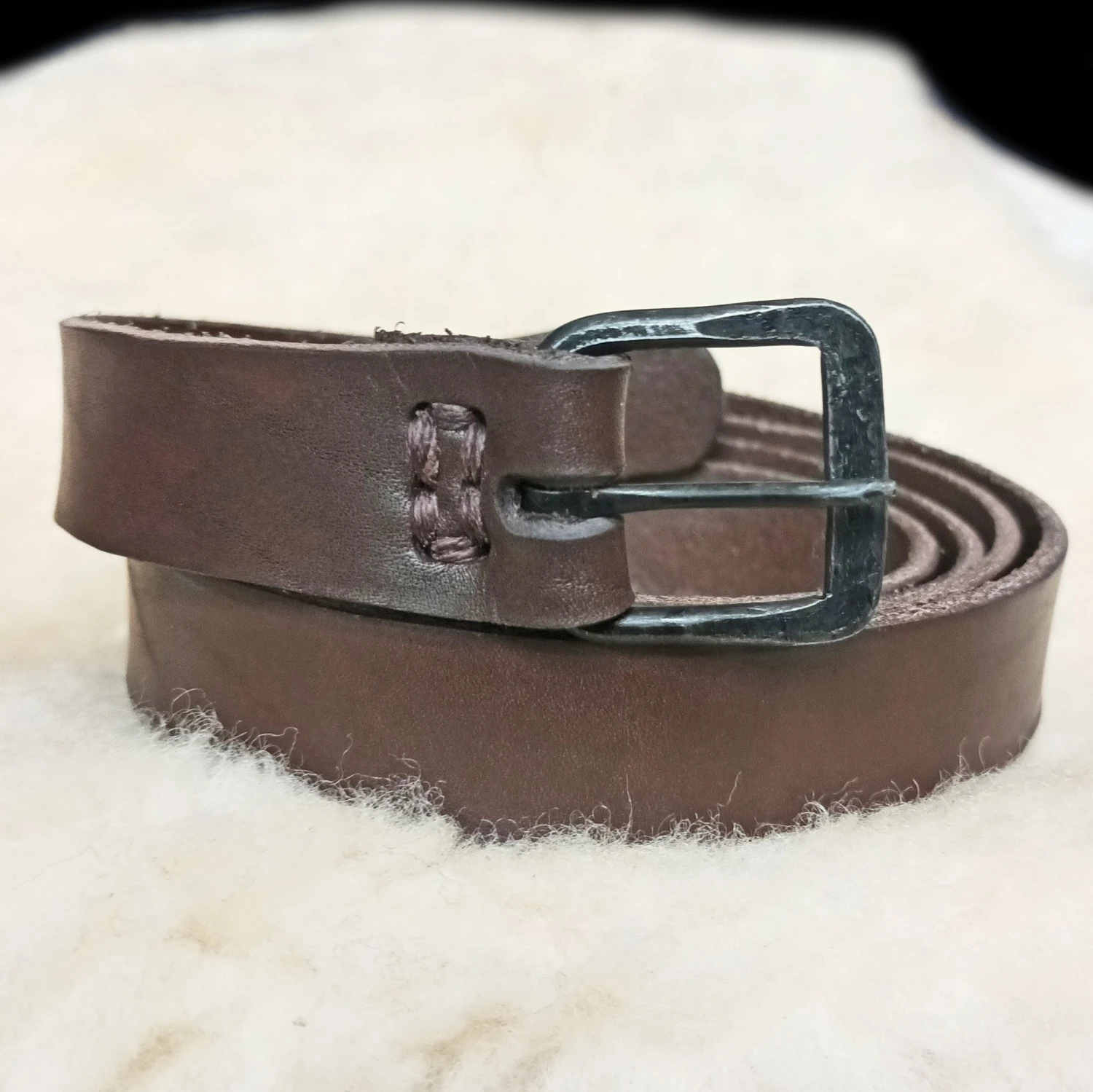Long Leather Viking / Medieval Belt With Hand-Forged Iron Buckle - 25mm (1 Inch) Width 5 Long Leather Viking / Medieval Belt With Hand-Forged Iron Buckle - 25mm (1 Inch) Width - Image 3