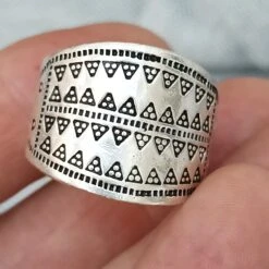 Embossed Silver Replica Viking Ring